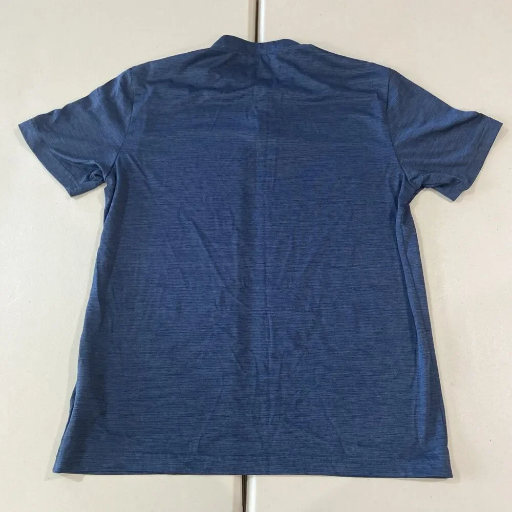 Adidas Golf Polo Mens M Blue Blade Collar Performance Stretch Lightweight